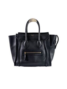 Celine Micro Luggage Black Leather Handbag